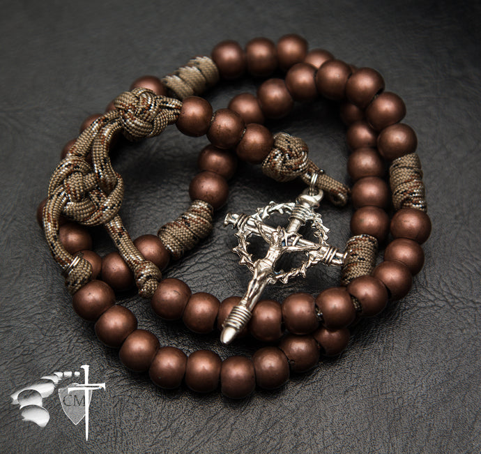 rosary, paracord rosary, paracord rosaries, paracord stone rosary, cord rosary, cord rosaries, Desert Victory paracord rosary, Passion crucifix, wedding gift, car rosary, auto rosary, men's rosary, groomsmen gift, graduation gift, Holy Orders gift, men's gift, Catholic home decor, Catholic Milestones, Ottawa Ontario, Canada