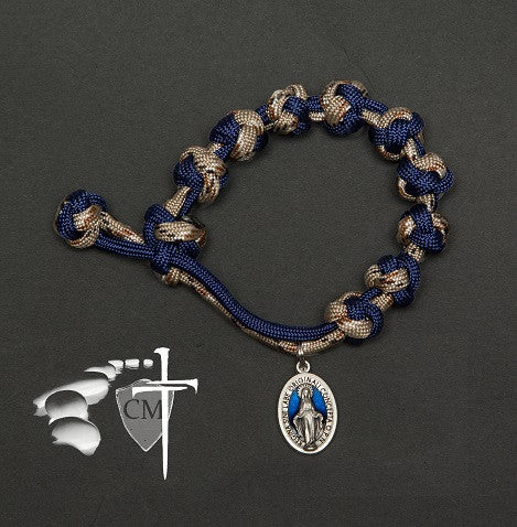 Catholic Milestones; paracord rosary bracelet; blue enamel Miraculous medal;  car rosary; auto rosary; men's rosary; groomsmen gift; paracord rosary; graduation gift; Holy Orders gift; men's gift; Catholic Milestones; Ottawa Ontario; Canada