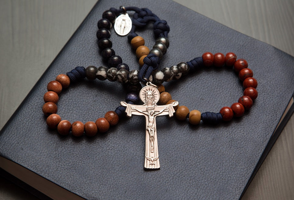 paracord rosary, paracord rosaries, paracord stone rosary, cord rosary, cord rosaries, milestone rosary, silver trinity crucifix, Via Crucis crucifix, Catholic Milestones, wedding gift, car rosary, auto rosary, men's rosary, groomsmen gift, graduation gift, Holy Orders gift, men's gift, Catholic home decor, Catholic Milestones, Ottawa Ontario, Canada