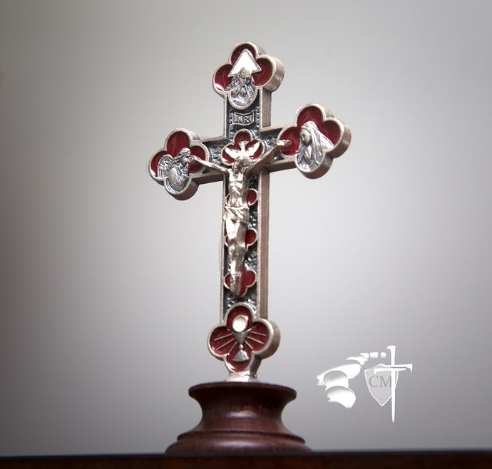 Catholic Milestones, desktop crucifix, wedding gift, car rosary, auto rosary, men's rosary, groomsmen gift, paracord rosary, graduation gift, Holy Orders gift, men's gift, Catholic Milestones, Ottawa Ontario, catholic home decor, catholic gifts, catholic housewarming gift, Trinity Eucharist crucifix, rosary