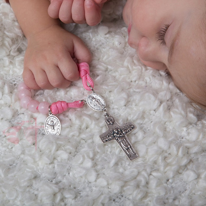 Catholic Milestones; Baptism, paracord stone rosary; rose quartz; Holy Family medal; Miraculous medal rosary centre; Pope Francis cross; wedding gift; Baptism gift; car rosary; auto rosary; men's rosary; groomsmen gift; paracord rosaries; graduation gift; Holy Orders gift; men's gift; Catholic Milestones; Ottawa Ontario; Canada