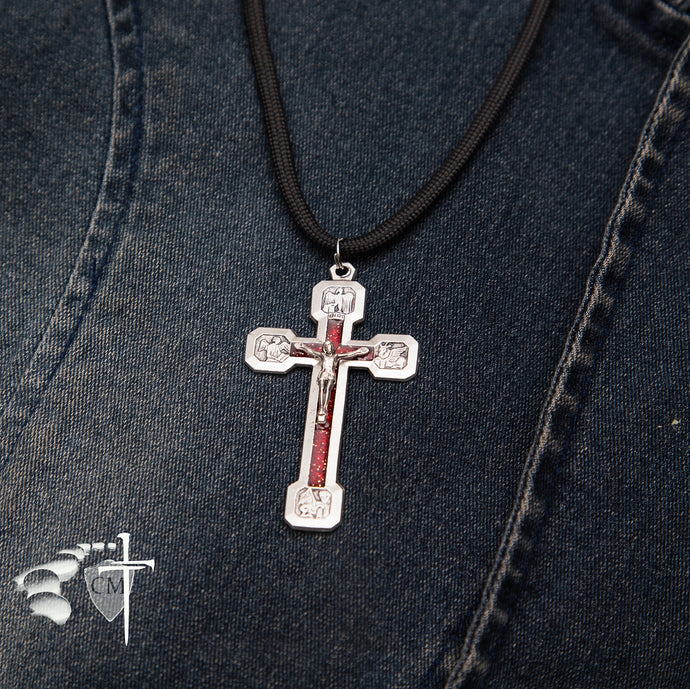 Via Crucis, sparkly red enamel, paracord, rosaries, Catholic Milestones, Catholic gifts, paracord rosaries