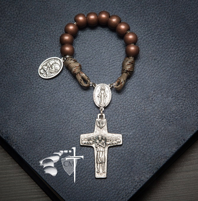 paracord rosary, paracord rosaries, men's rosary, Confirmation gift, First Communion gift, groomsmen gift, rosary, rosaries, cord rosary, cord rosaries, Pope Francis cross, Good Shepherd cross, Desert Victory pocket rosary, Catholic gifts, Catholic housewarming gifts, Ordination gift, boy's rosary