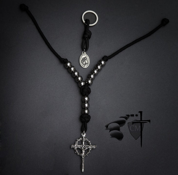 Catholic Milestones; wedding gift; car rosary; auto rosary; men's rosary; groomsmen gift; paracord rosary; graduation gift; Holy Orders gift; men's gift; Catholic Milestones; Ottawa Ontario; Canada