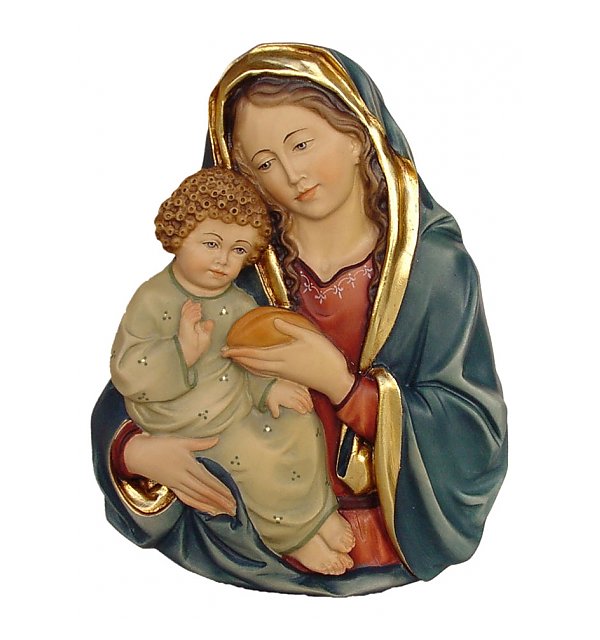 Mary statue; Mary statues; Madonna with child portrait, natural finish, coloured finish, Catholic Milestones; wood carving; northern alps of Italy; handcarved; Madonna with child; natural finish; catholic gift