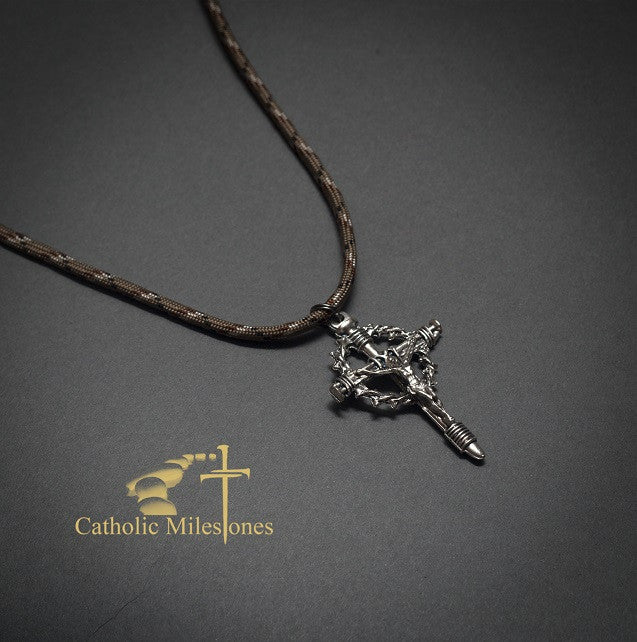 paracord rosary, paracord stone rosary, cord rosary, cord rosaries, Passion crucifix, Catholic Milestones. wedding gift, car rosary, auto rosary, men's rosary, groomsmen gift, graduation gift, Holy Orders gift, men's gift, Catholic home decor, Catholic Milestones, Ottawa Ontario, Canada
