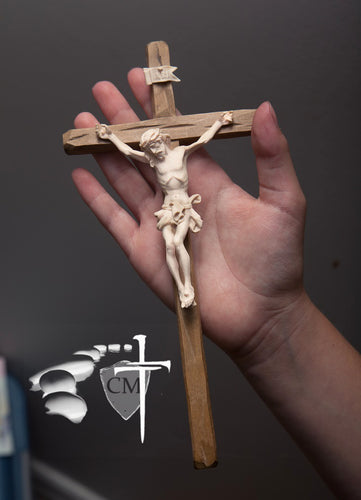 Wall crucifix, natural finish, 22cm, Baptism gift, First Communion gift, Confirmation gift, woodcarving, made in Italy
