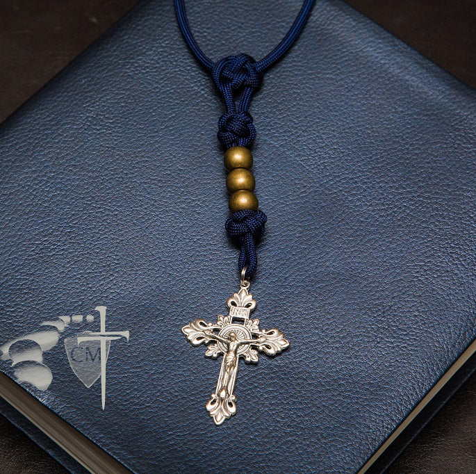 Catholic Rosaries custom paracord rosary Catholic rosary catholic rosary paracord rosary men's rosary Catholic Milestones men's gifts Fleur de Lys crucifix blue cord brass beads
