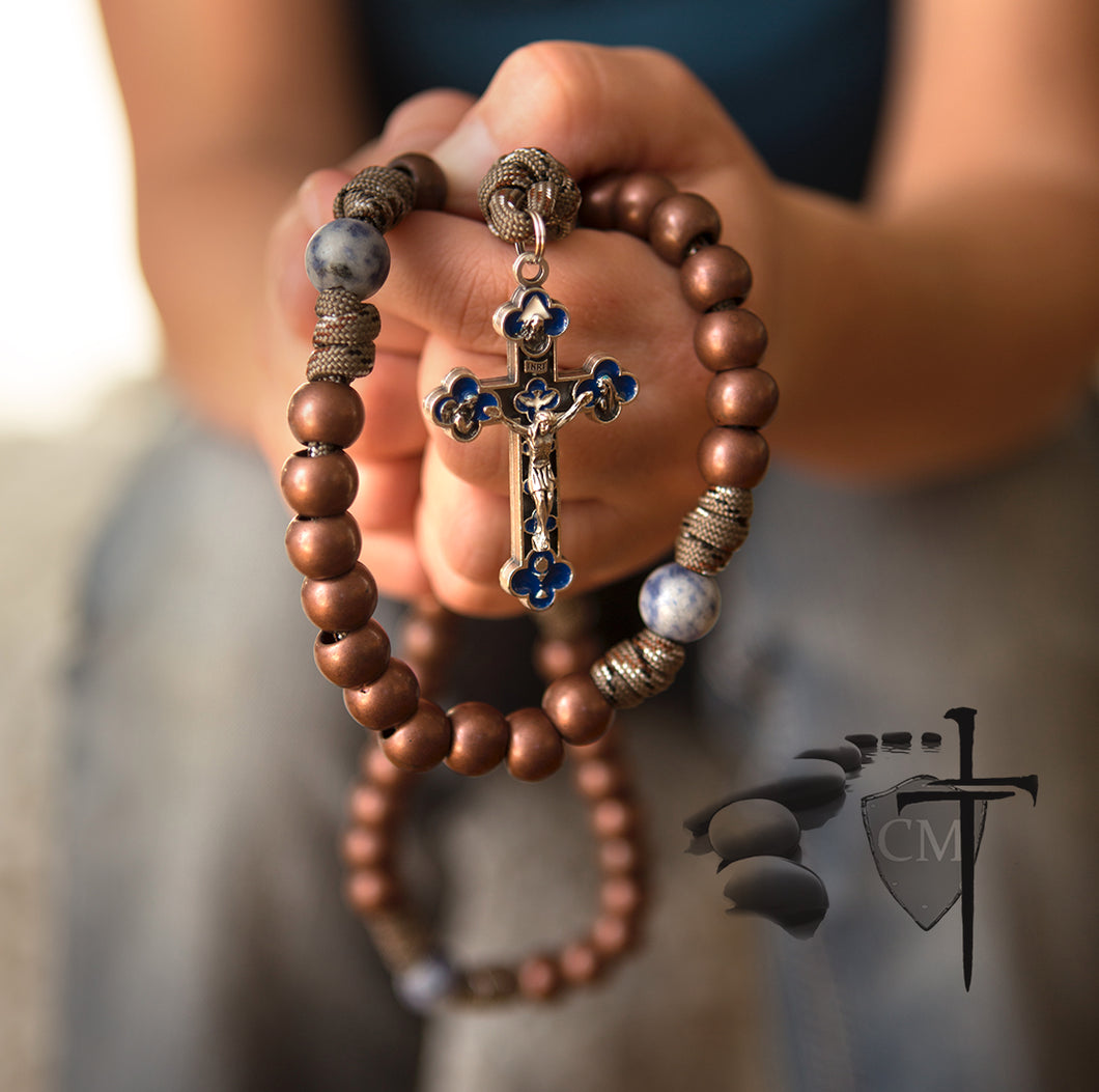Paracord Rosaries March for Life Paracord Rosary sodalite stone beads enamel crucifix I believe in God