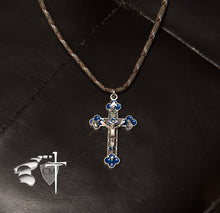 Blue Enameled Eucharist Trinity Crucifix - Catholic Milestones