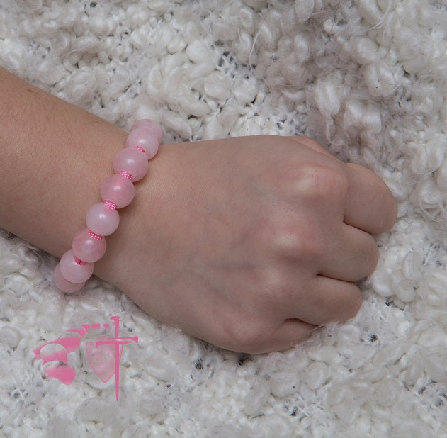 rose quartz rosary bracelet, First Communion Gift, Confirmation gift, rose pink paracord, Four way medal, girl
