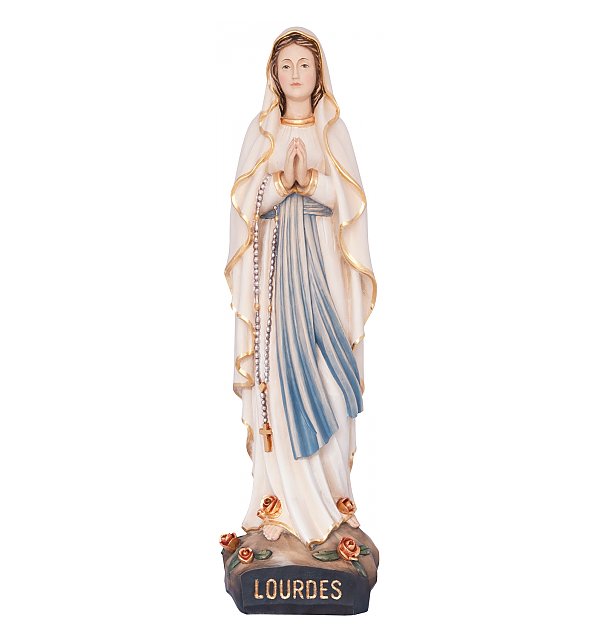 Mary statue; Mary statues; wood sculpture, Our Lady of Lourdes, Catholic Milestones; wood carving; northern alps of Italy; handcarved; Madonna with child; natural finish; catholic gift